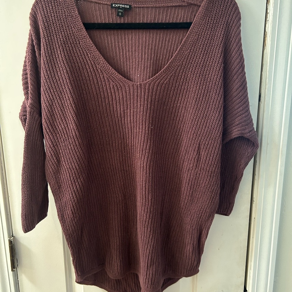 NWOT Express Women's Dusty Rose V-Neck Sweater